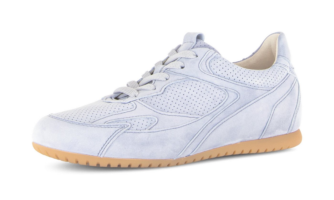 Gabor DAVOS Sneaker Freizeitschuh, Halbschuh, Schnürschuh mit Lochmuster, G-Weite (blau)