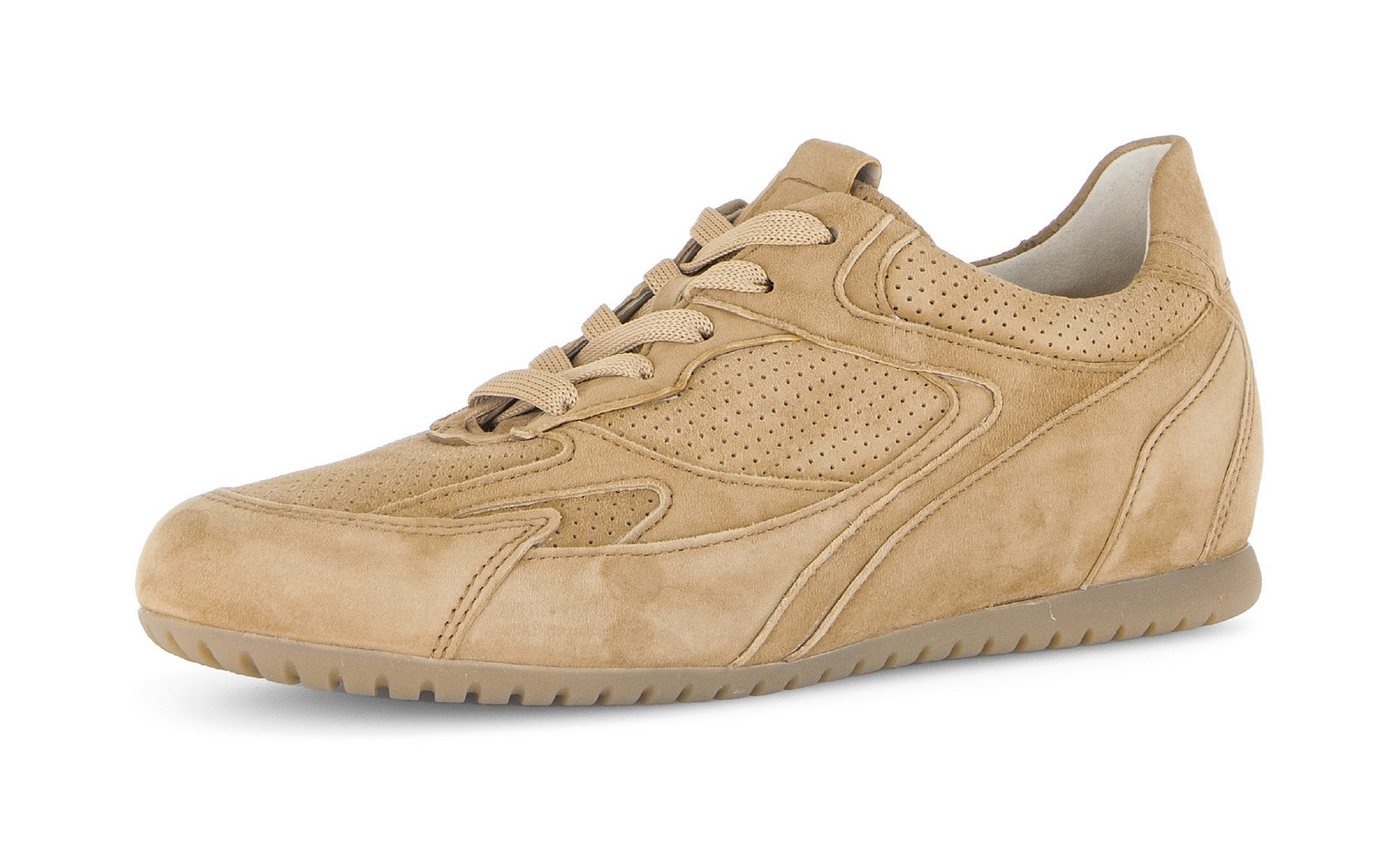 Gabor DAVOS Sneaker Freizeitschuh, Halbschuh, Schnürschuh mit Lochmuster, G-Weite (braun)