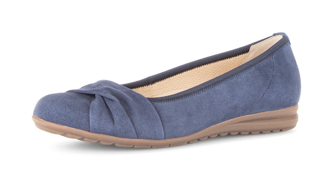 Gabor FLORENZ Ballerina Businessschuh, Slipper, Schlupfschuh mit Zierriegel, Weite G (weit) (blau)