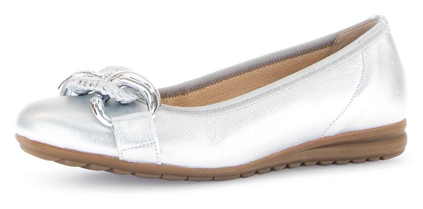 Gabor FLORENZ Ballerina, Keilabsatz, Businessschuh, Halbschuh, Schlupfschuh mit Zierkette