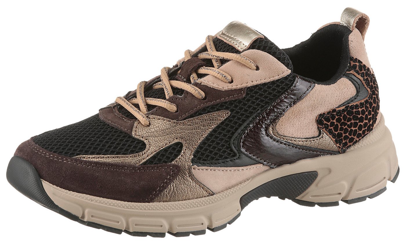 Gabor FLORENZ Keilsneaker, Plateau, Schnürschuh, Halbschuh in komfortabler G-Weite (weit) (schwarz/beige/braun)