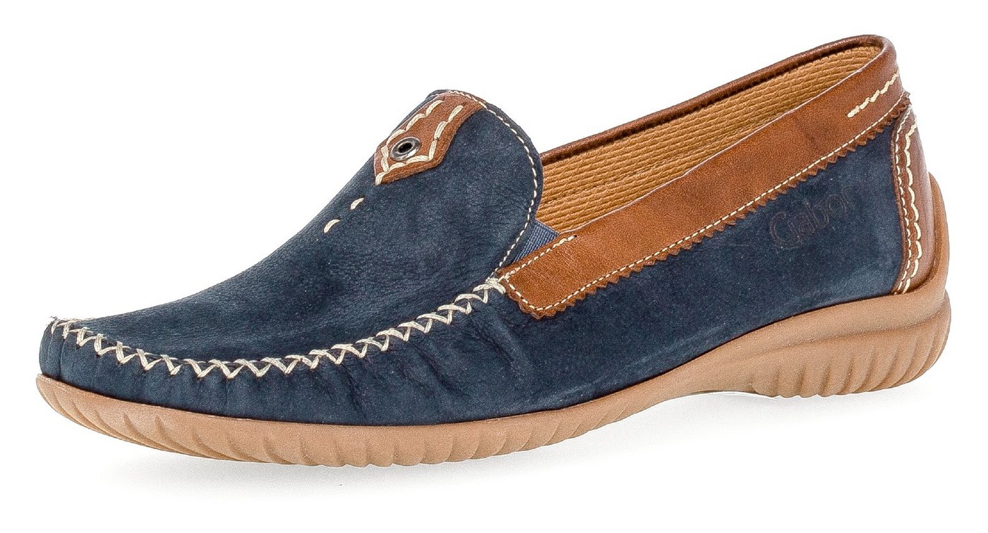 Gabor FLORENZ Mokassin, Slipper, Schlupfschuh, Bequmschuh mit Kontrastnaht, Weite G (weit)