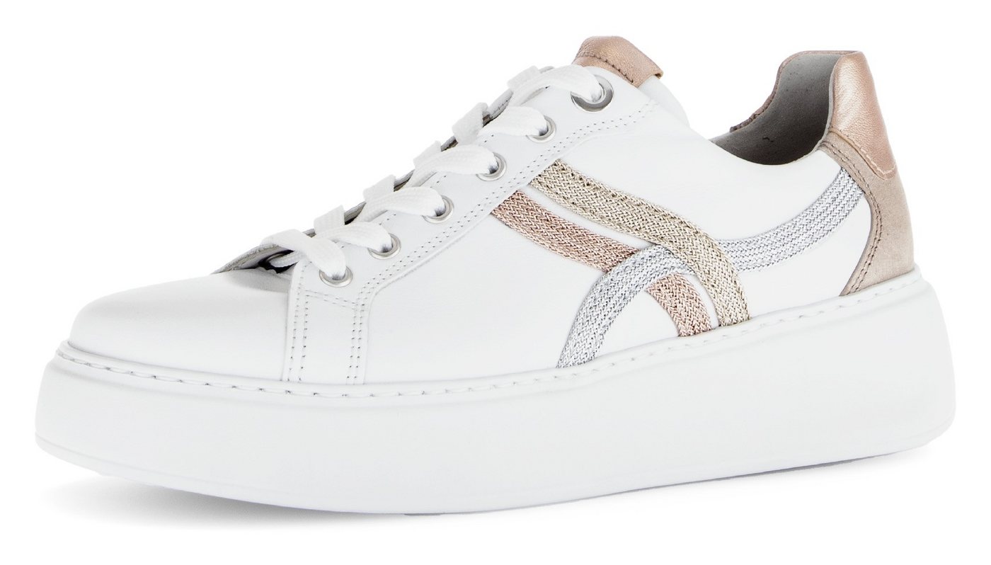 Gabor FLORENZ Plateausneaker, Freizeitschuh, Halbschuh, Schnürer, Kontrastbesätze, Weite G (weit)