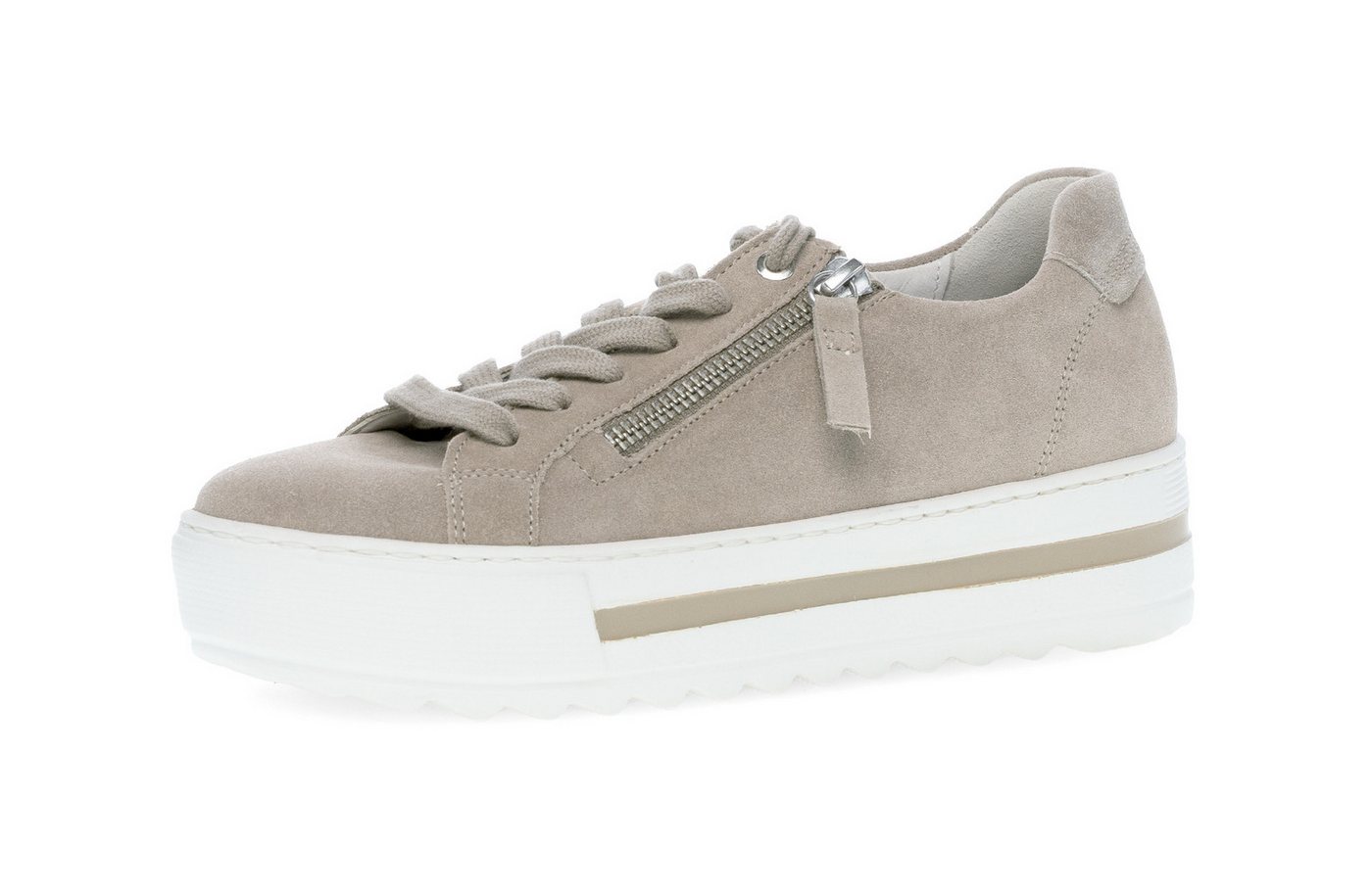 Gabor FLORENZ Plateausneaker Freizeitschuh, Halbschuh, Schnürschuh mit Außenreißverschluss, G-Weite