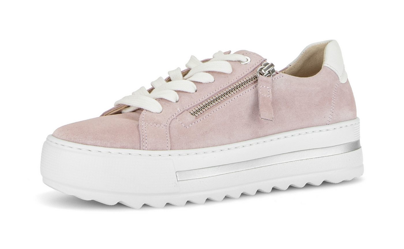 Gabor FLORENZ Plateausneaker Freizeitschuh, Halbschuh, Schnürschuh mit Außenreißverschluss, G-Weite (braun)