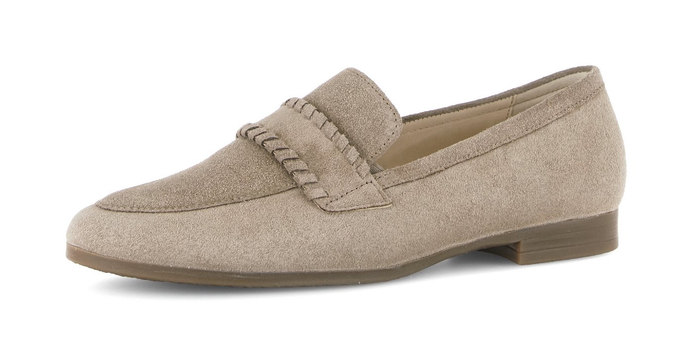 Gabor FLORENZ Slipper, Blockabsatz, Schlupfschuh, Businessschuh mit Zierriegel, G-Weite (beige)