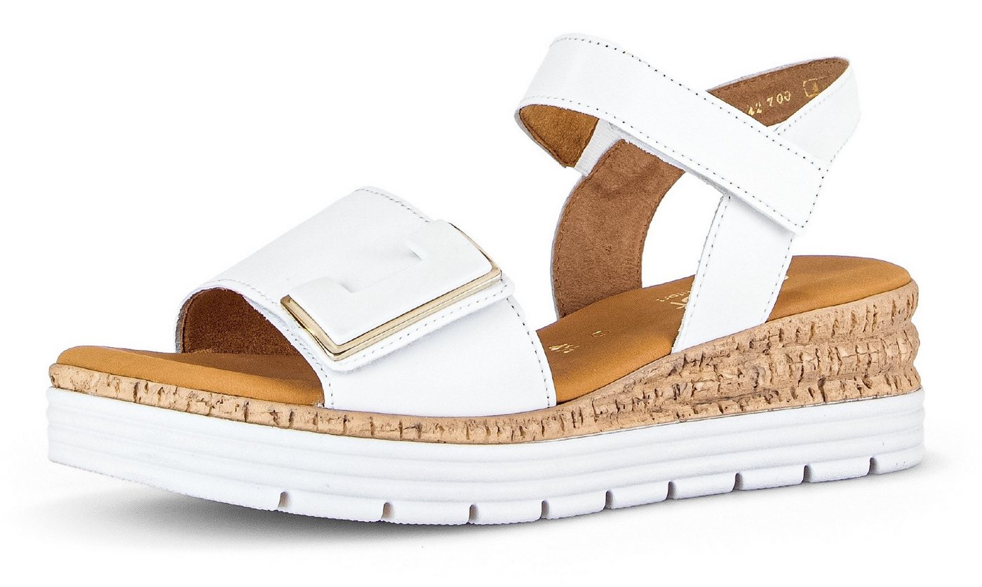 Gabor GENUA Keilsandalette, Keilabsatz, Sommerschuh, Sandale mit Klettverschlüssen, Weite G (weiß)