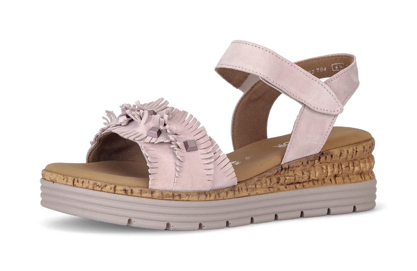 Gabor Genua Keilsandalette Plateau, Sommerschuh mit Klettverschluss, G-Weite (rosé)