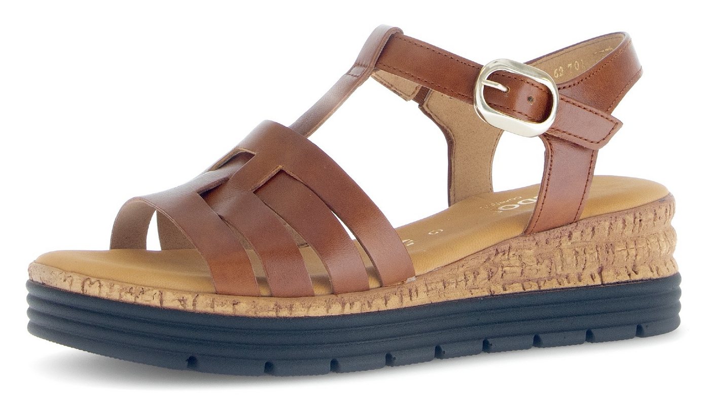 Gabor GENUA Keilsandalette, Riemchensandale, Sommerschuh mit Klettverschluss, G-Weite