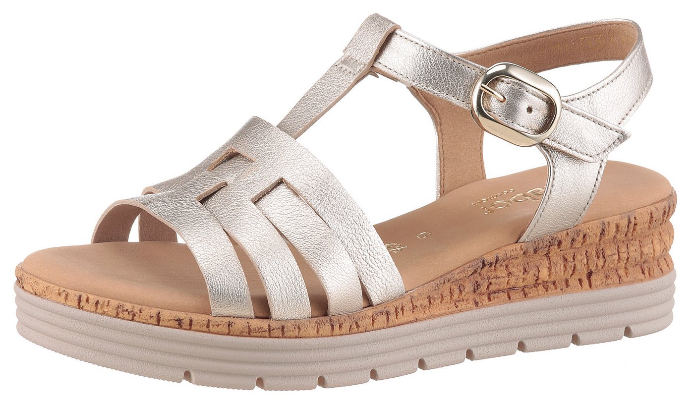 Gabor GENUA Keilsandalette, Riemchensandale, Sommerschuh mit Klettverschluss, G-Weite