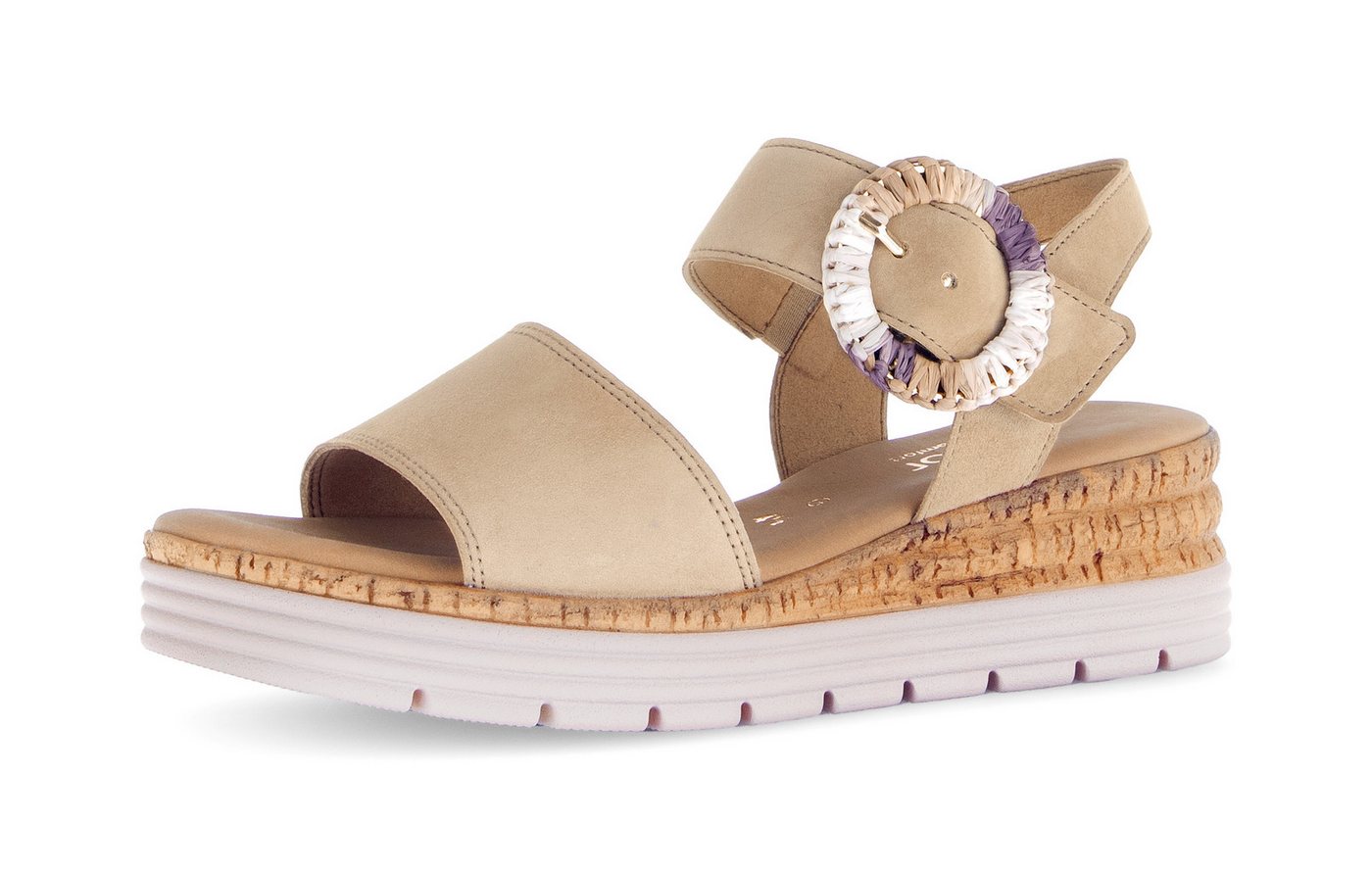 Gabor GENUA Keilsandalette, Sommerschuh, Riemchensandale, Komfortschuh in Weite G (weit) (beige)