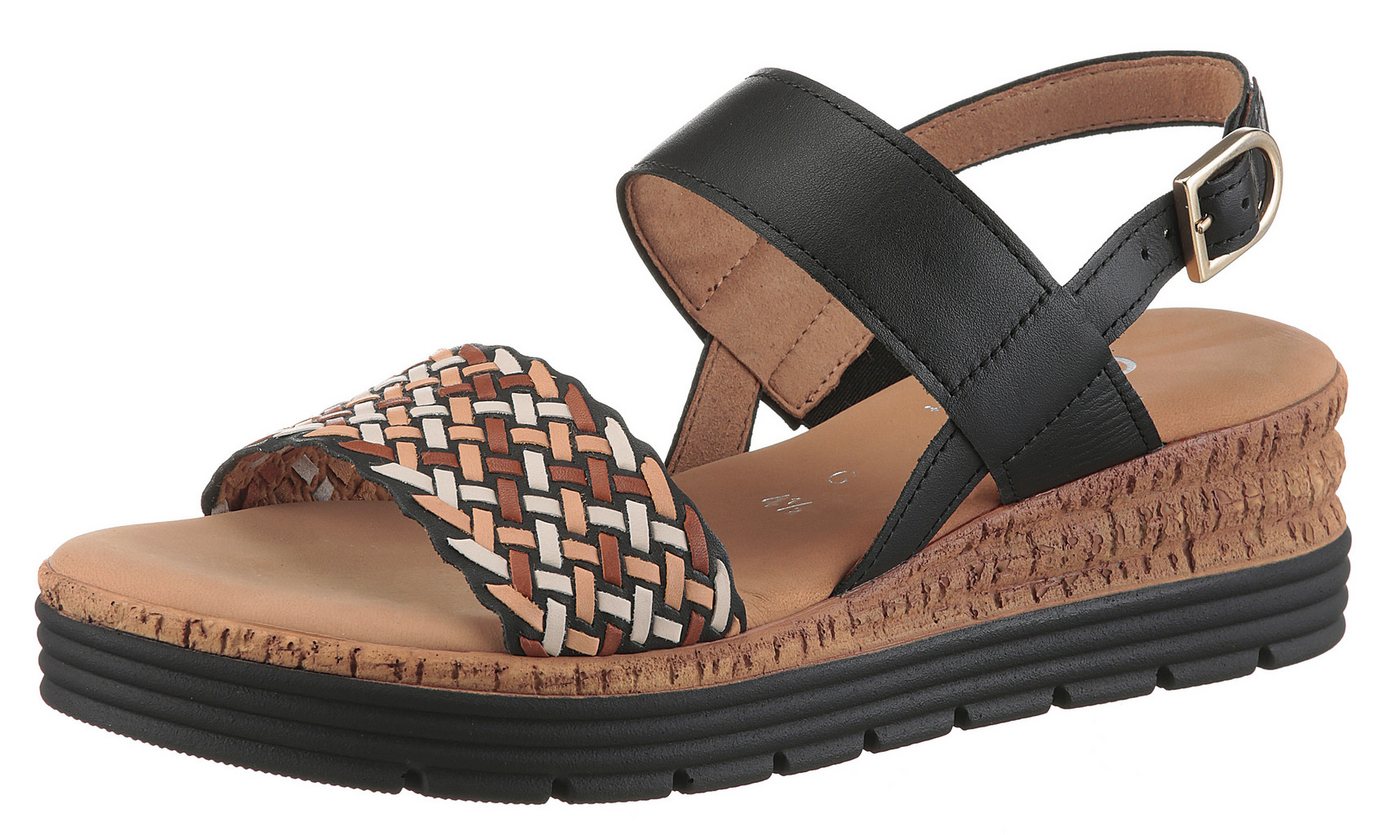Gabor GENUA Keilsandalette, Sommmerschuh, Riemchensandale in Flechtoptik, G-Weite