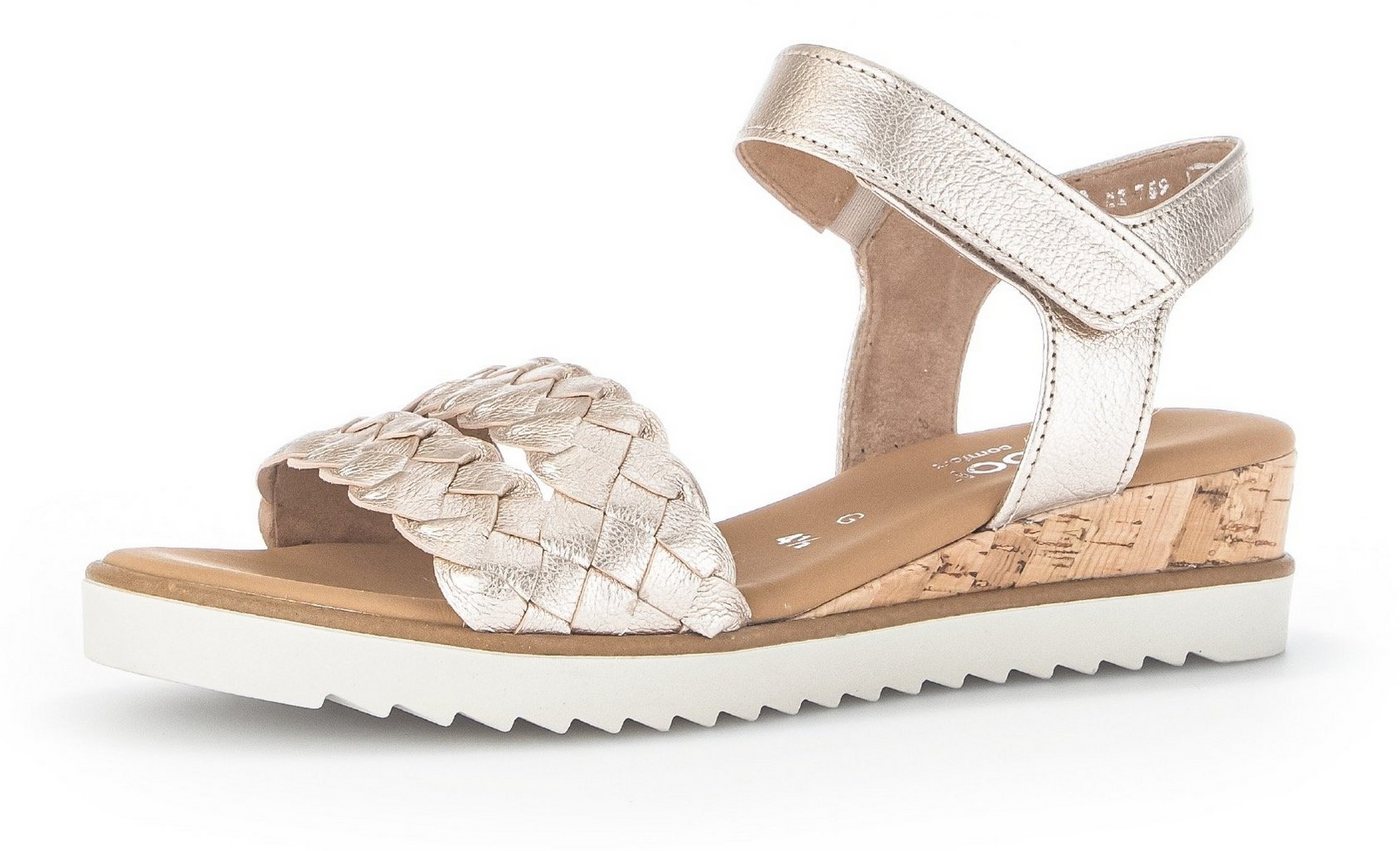Gabor GENUA Sandalette, Sommerschuh, Sandale, Keilabsatz, mit Klettverschluss, Weite G (gold)