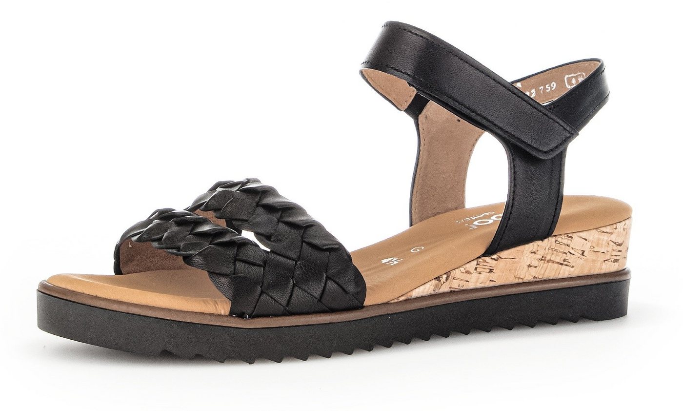 Gabor GENUA Sandalette, Sommerschuh, Sandale, Keilabsatz, mit Klettverschluss, Weite G (schwarz)