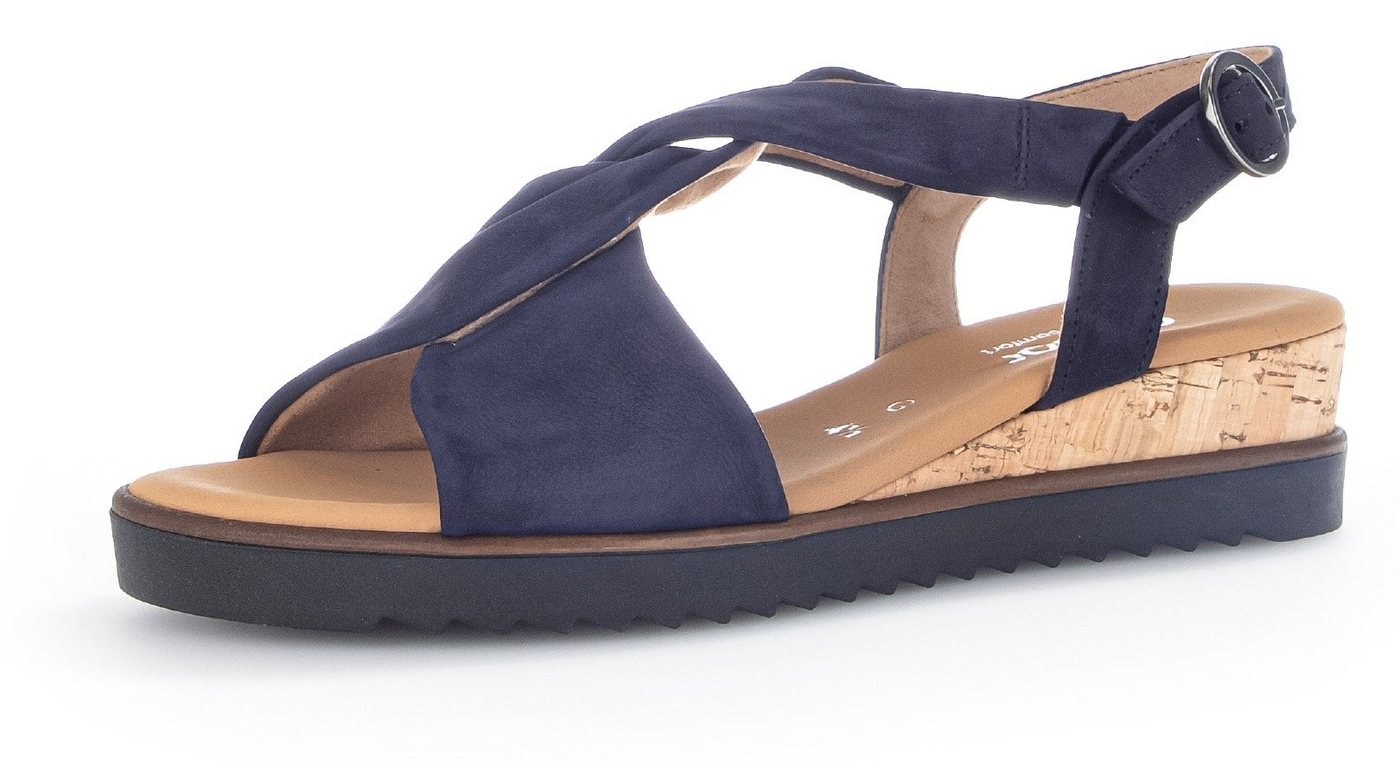 Gabor GENUA Sandalette, Sommerschuh, Sandale, Keilabsatz, mit verstellbarem Fersenriemchen (blau)