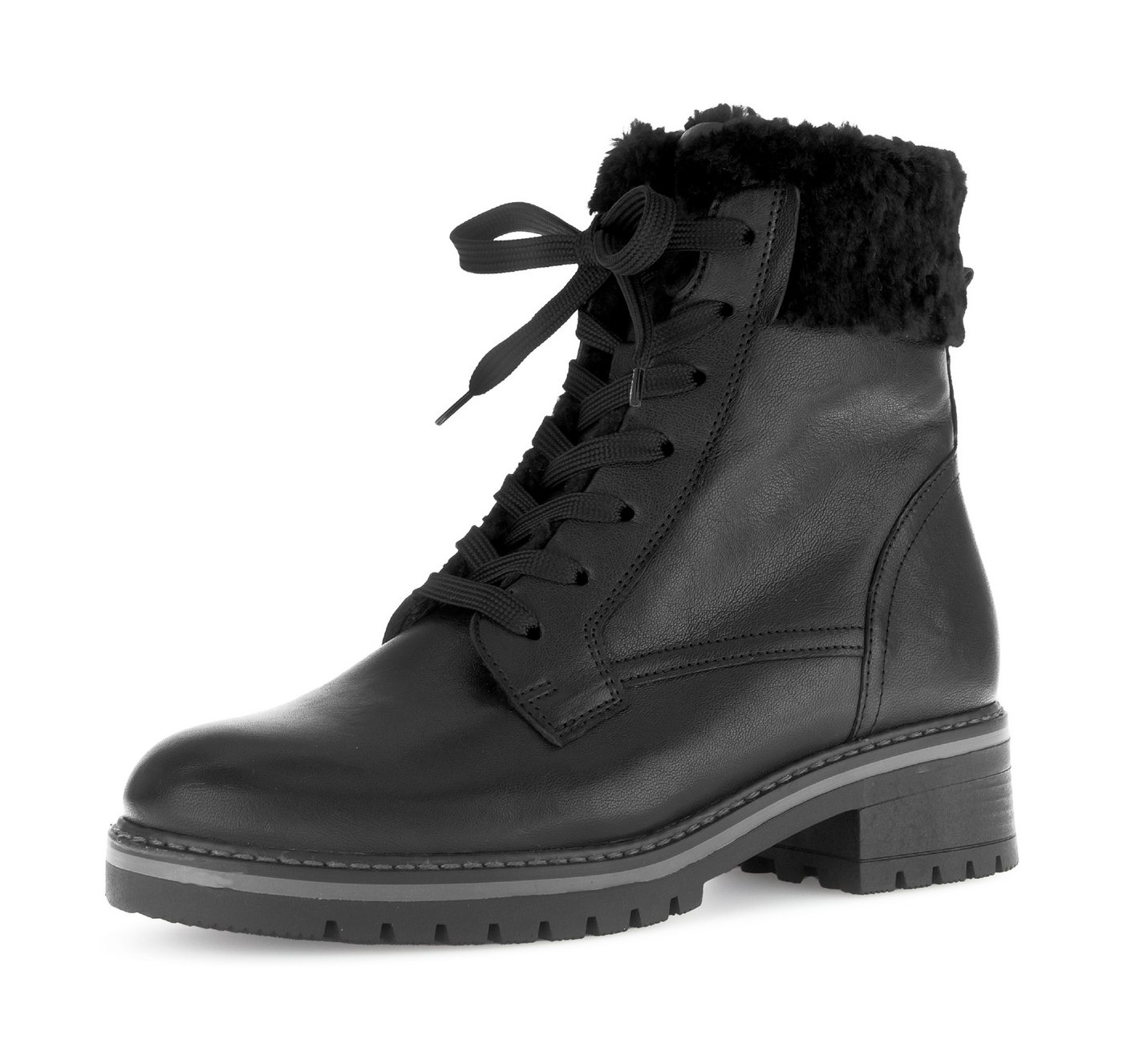 Gabor GENUA Winterstiefelette, Blockabsatz, Winterboots mit Teddyplüsch-Kragen