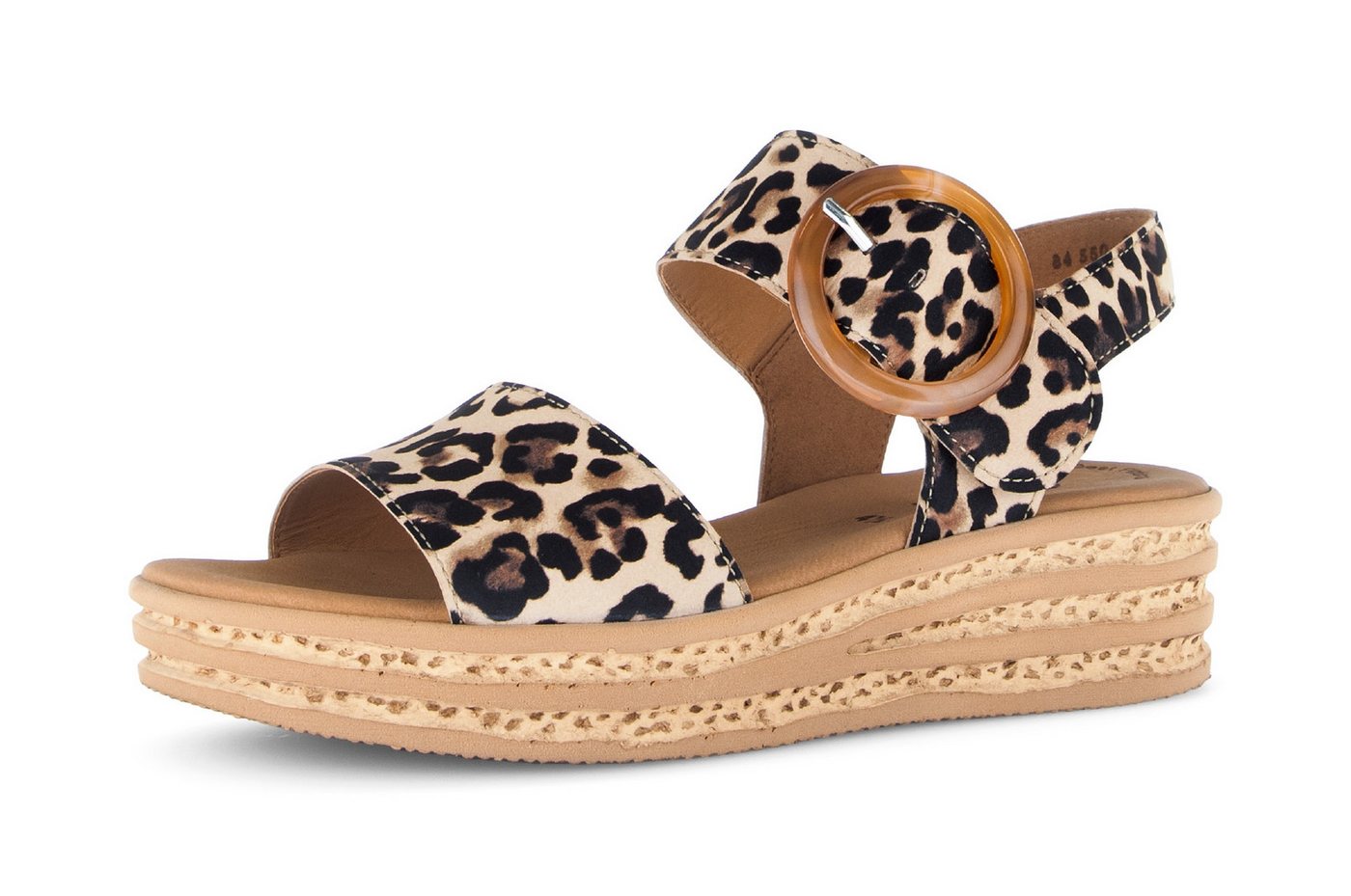 Gabor Keilsandalette, Riemchensandale, Sommerschuh mit modischer Zierschnalle (beige)