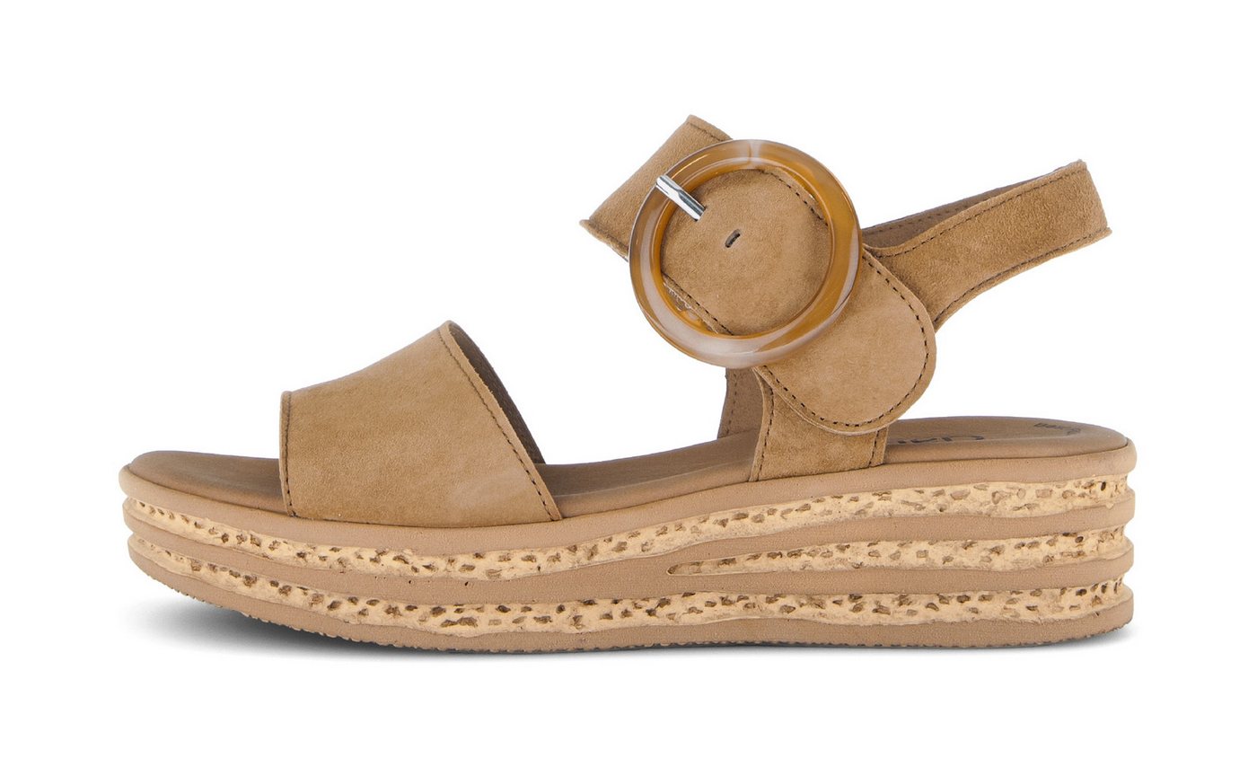 Gabor Keilsandalette, Riemchensandale, Sommerschuh mit modischer Zierschnalle (braun)