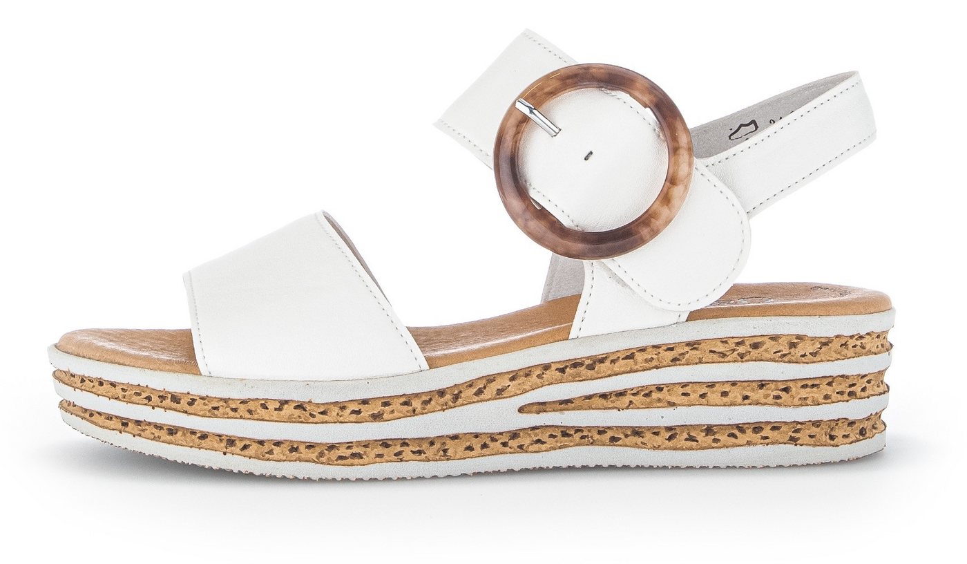 Gabor Keilsandalette, Sommerschuh, Riemchensandale, Klettverschluss unter der Zierschnalle (beige)