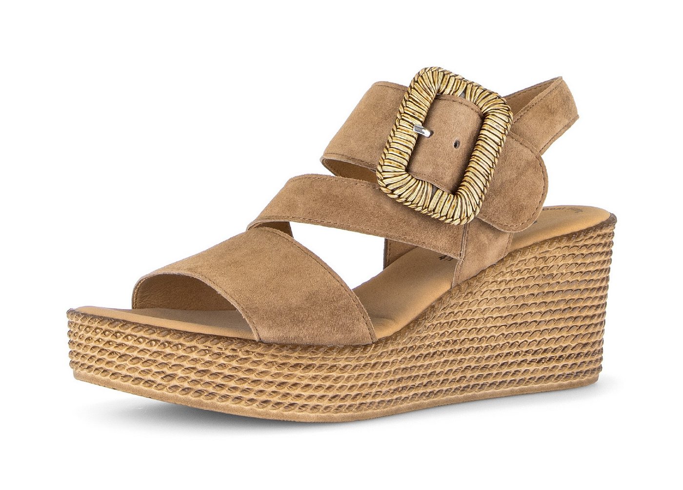 Gabor Keilsandalette, Sommerschuh, Riemchensandale mit auffälliger Zierschnalle