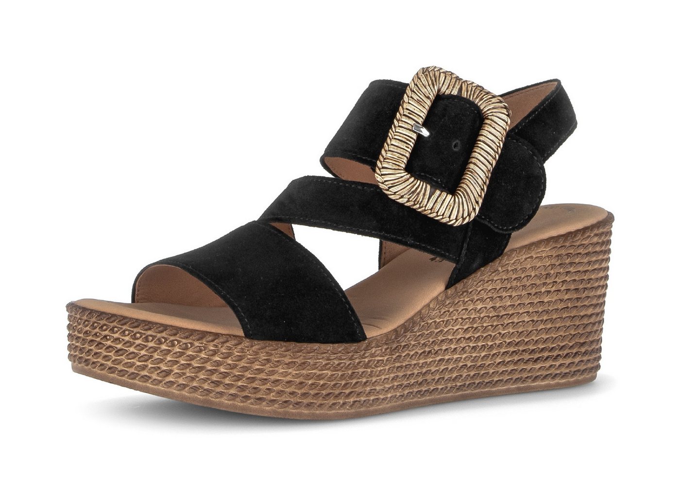 Gabor Keilsandalette, Sommerschuh, Riemchensandale mit auffälliger Zierschnalle