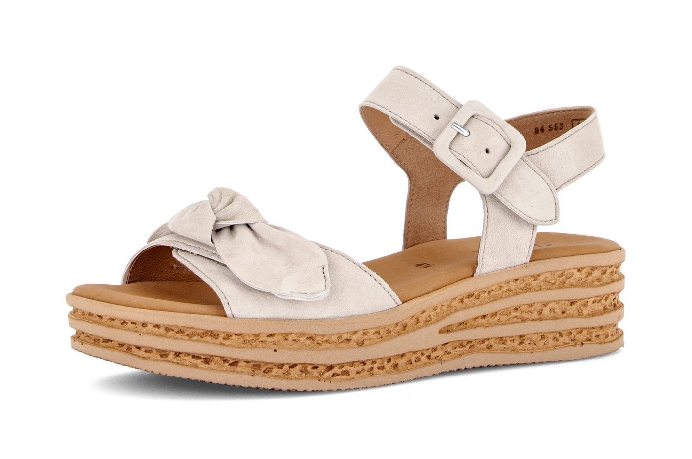 Gabor Keilsandalette, Sommerschuh, Riemchensandale mit praktischen Klettverschlüssen (beige)