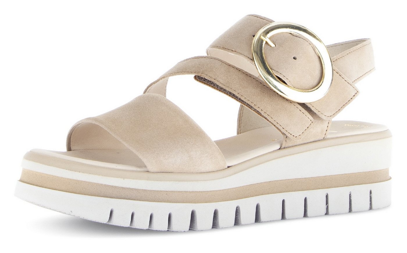 Gabor Keilsandalette, Plateau, Riemchensandale mit Keilabsatz (beige)