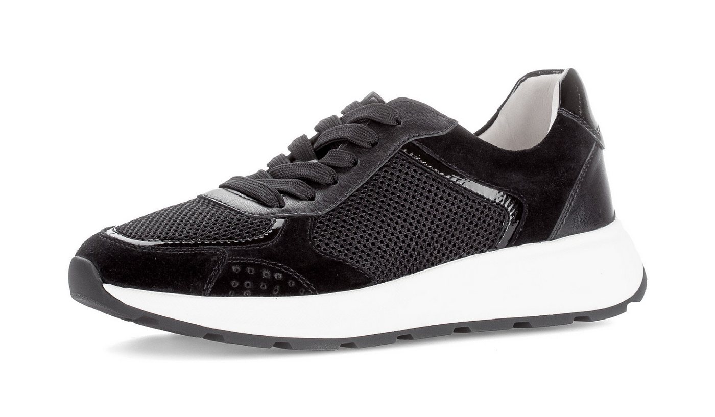 Gabor Keilsneaker, Freizeitschuh, Halbschuh, Schnürschuh, Kontrastbesatz an der Ferse (schwarz)