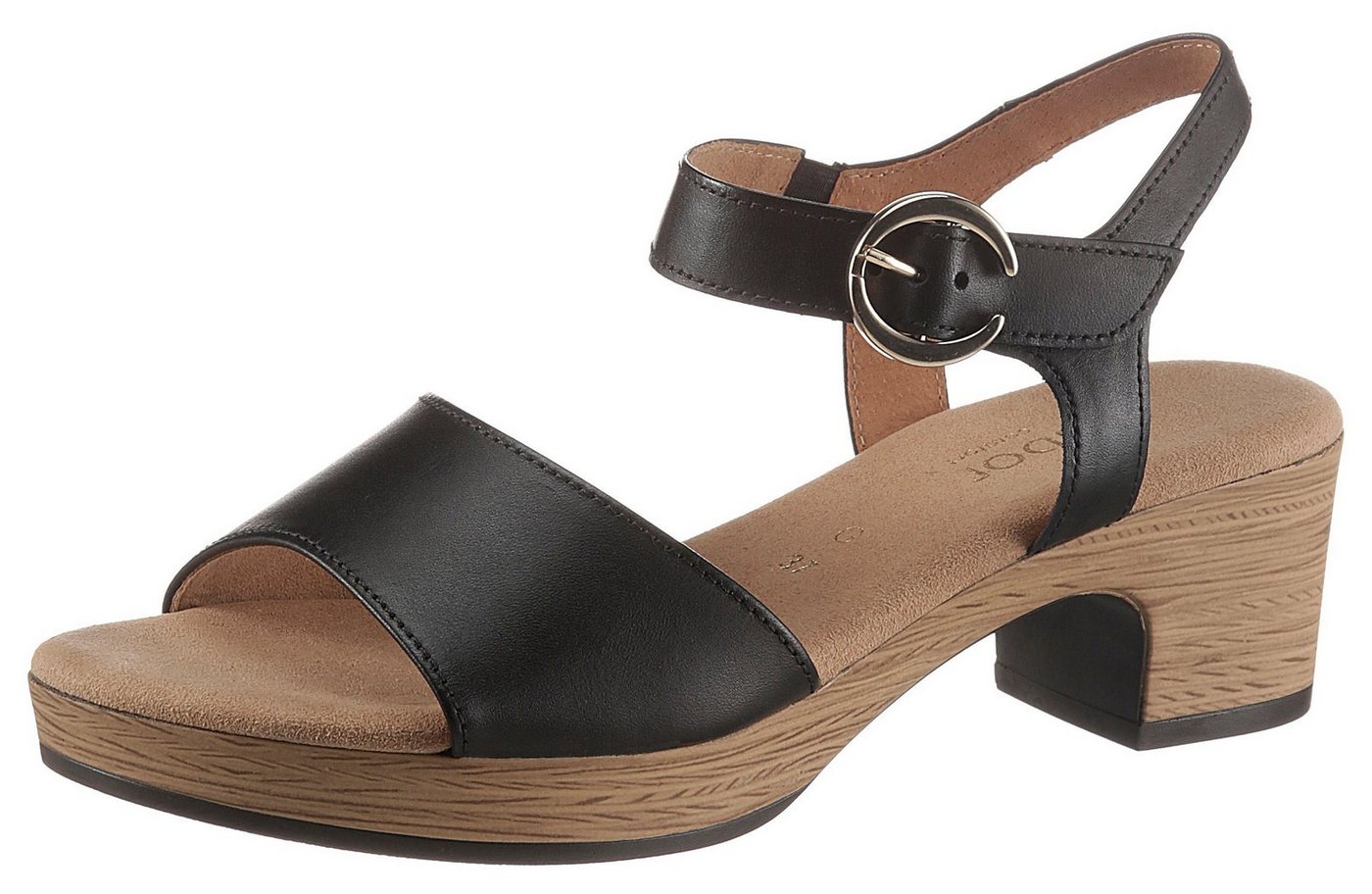 Gabor KRETA Sandalette, Blockabsatz, Sommerschuh, Sandale mit Zierschnalle, Weite G (weit)