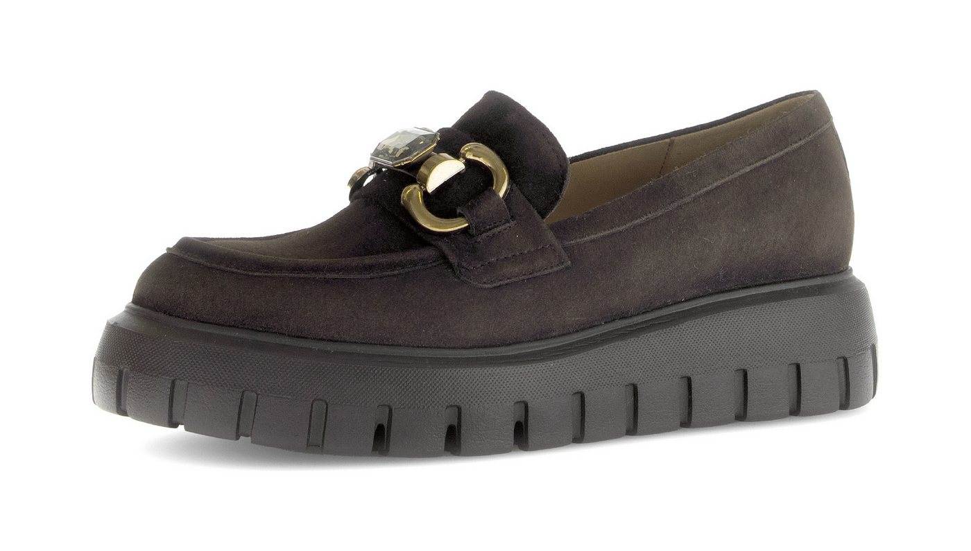 Gabor Loafer, Plateau, Slipper, Businessschuh mit Zierschnalle und Schmuckstein