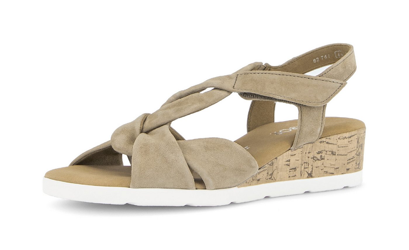 Gabor Malta Keilsandalette Sommerschuh, Riemchensandale mit weichen Bandagen, G-Weite (beige)