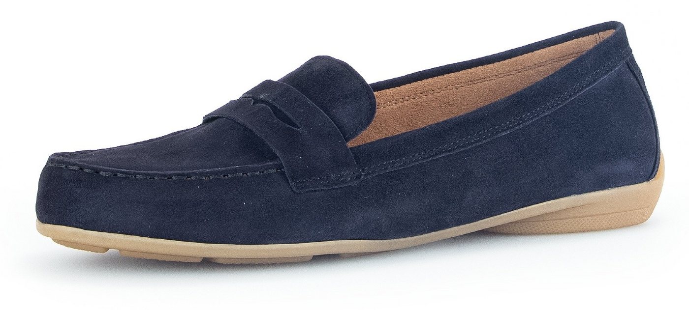 Gabor Mokassin, Slipper, Bequemschuh, Flats mit modischem Zierriegel (blau)