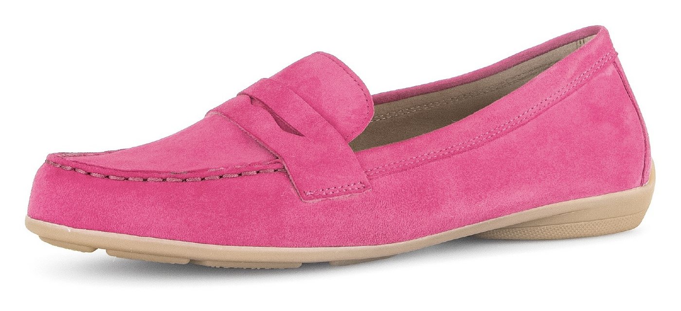 Gabor Mokassin, Slipper, Bequemschuh, Flats mit modischem Zierriegel (rosa)