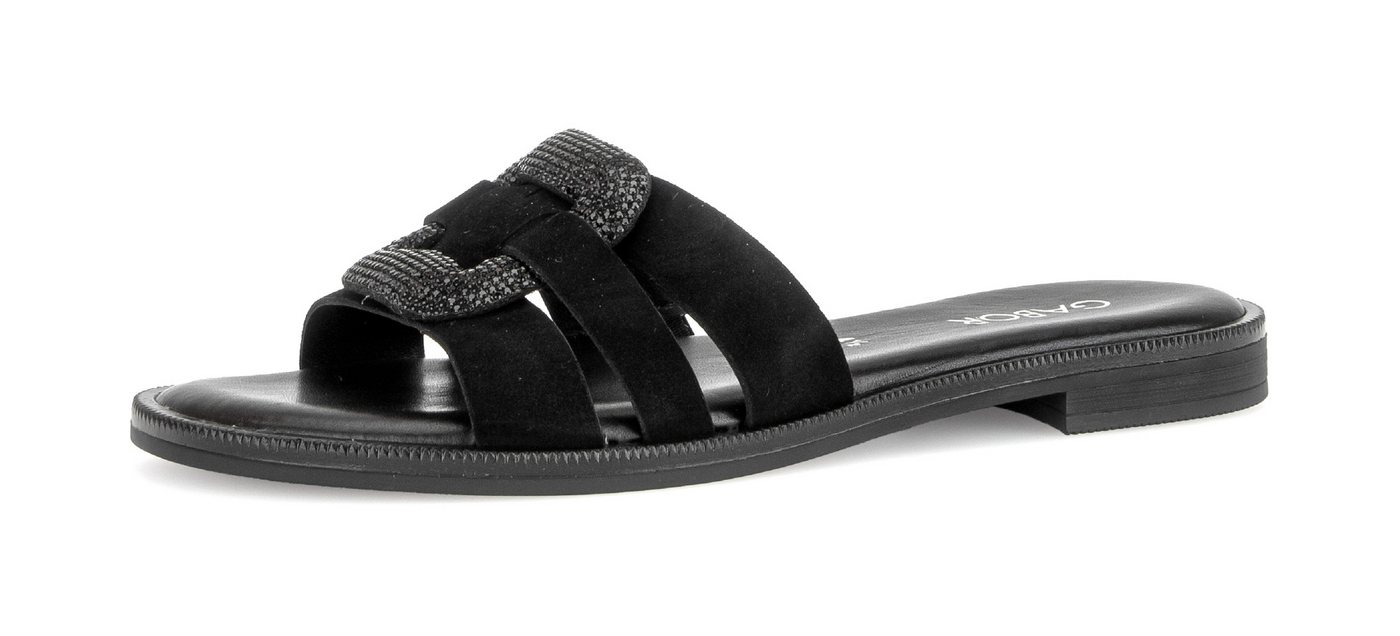 Gabor Pantolette Blockabsatz, Sommerschuh, Schlupfschuh, Zierspange mit Schmucksteinen