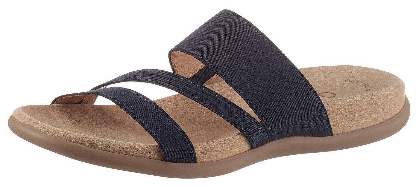 Gabor Pantolette Keilabsatz, Sommerschuh, Schlappen mit atmungsaktivem Lederfutter (blau)
