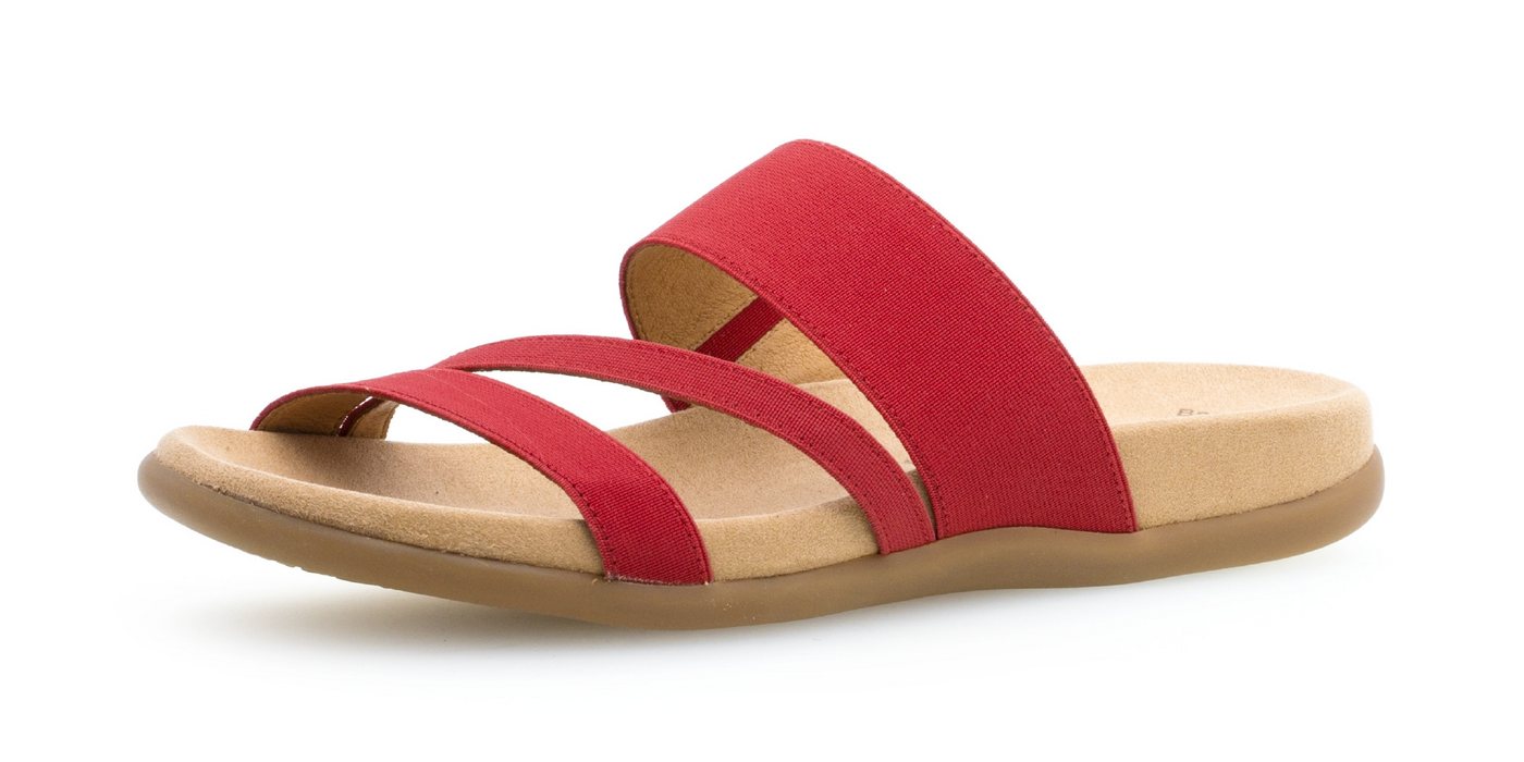 Gabor Pantolette Keilabsatz, Sommerschuh, Schlappen mit atmungsaktivem Lederfutter (rot)