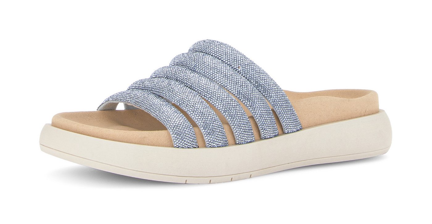 Gabor Pantolette, Plateau, Sommerschuh, Schlappen in funkelnder Optik (blau)