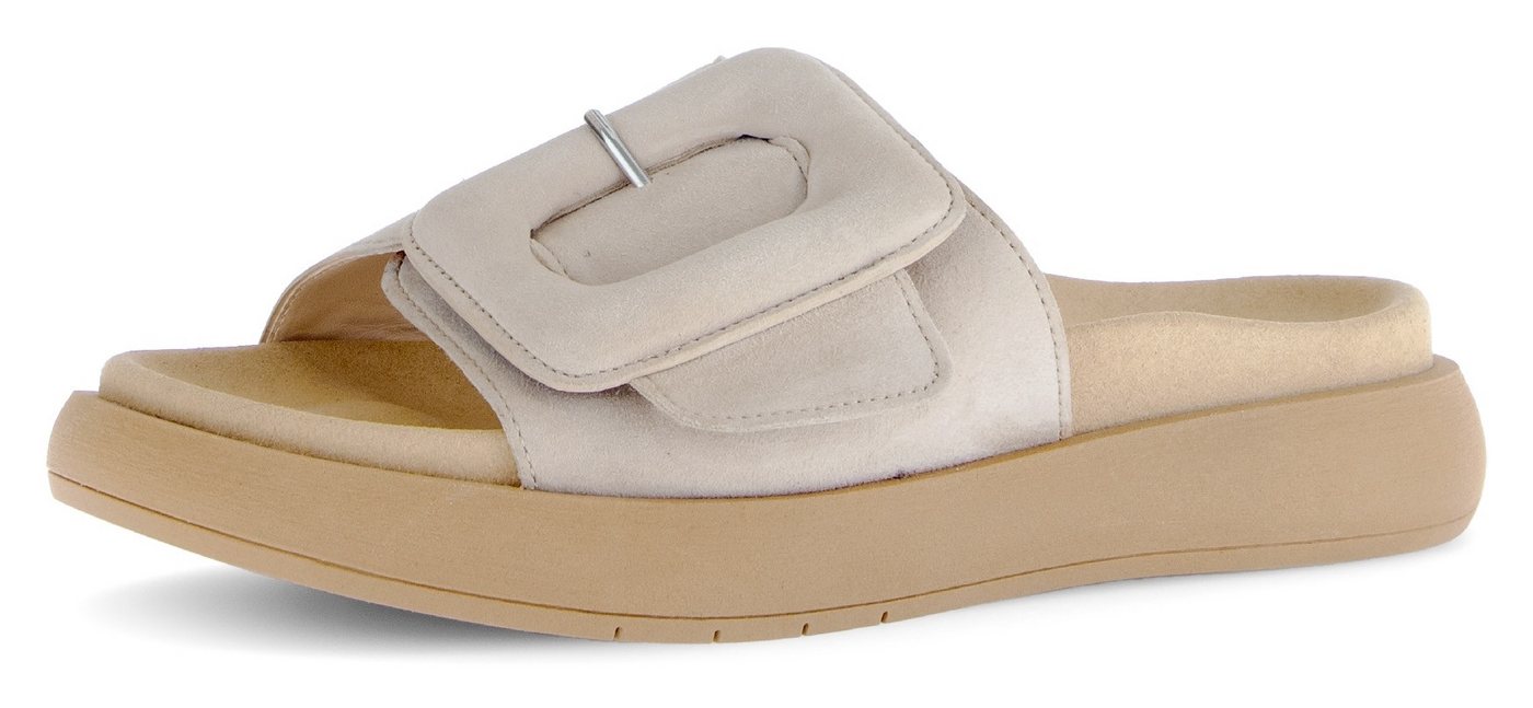 Gabor Pantolette, Plateau, Sommerschuh, Schlappen mit großer Zierschnalle