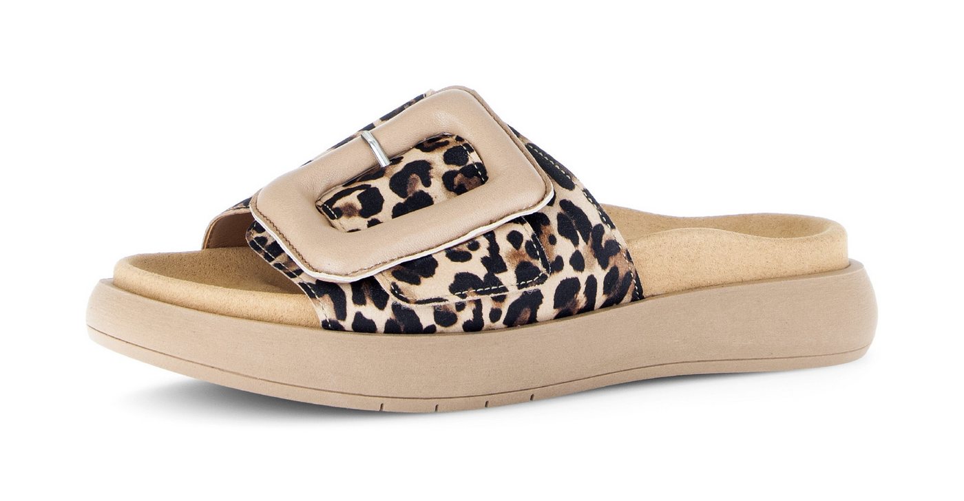 Gabor Pantolette, Plateau, Sommerschuh, Schlappen mit großer Zierschnalle (beige)