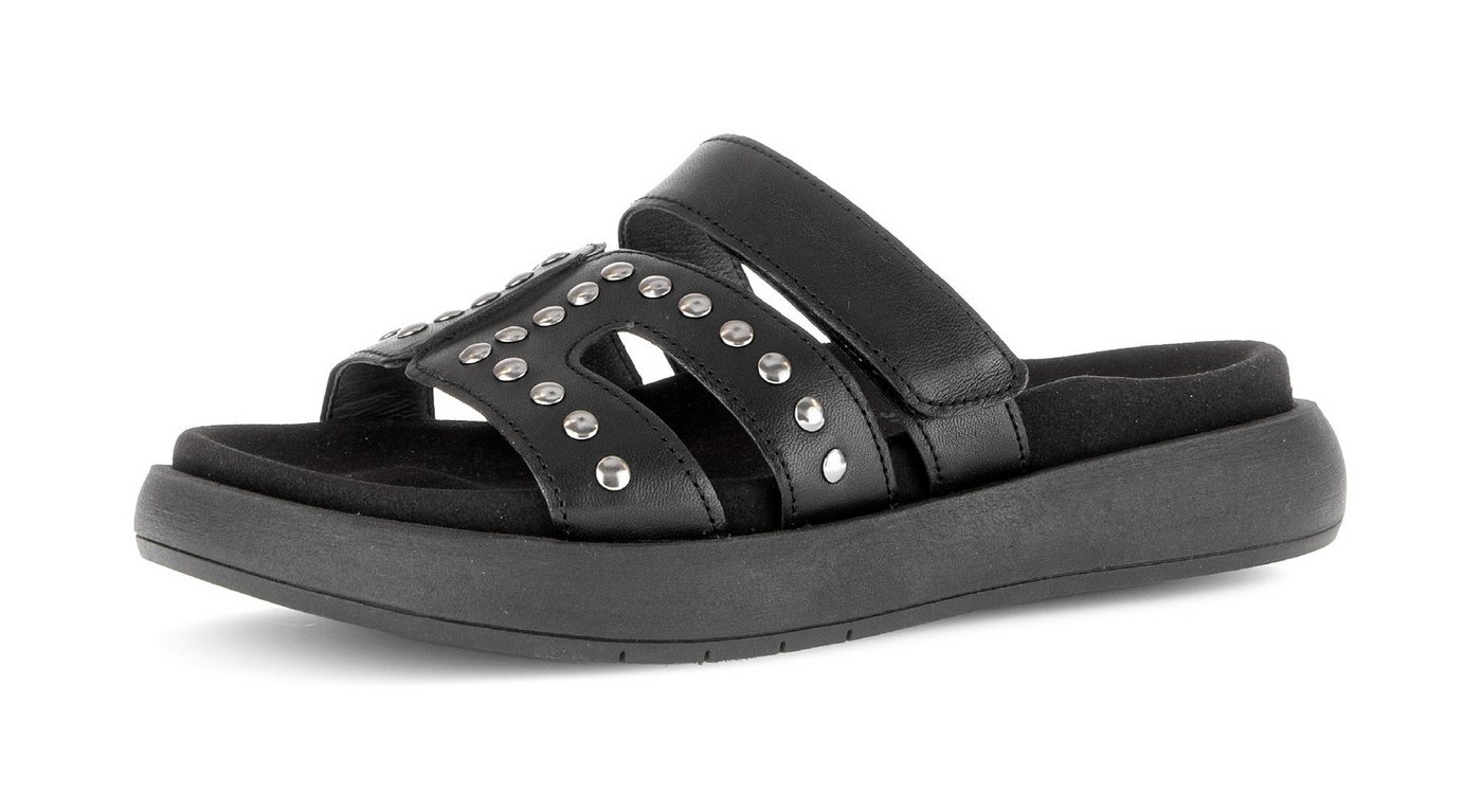 Gabor Pantolette Plateau, Sommerschuh, Schlupfschuh mit glänzenden Nieten besetzt