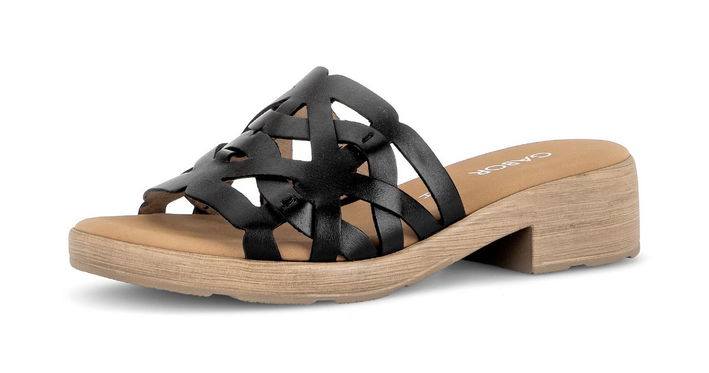 Gabor Pisa Pantolette Blockabsatz, Sommerschuh in Komfortweite H (sehr weit) (schwarz)