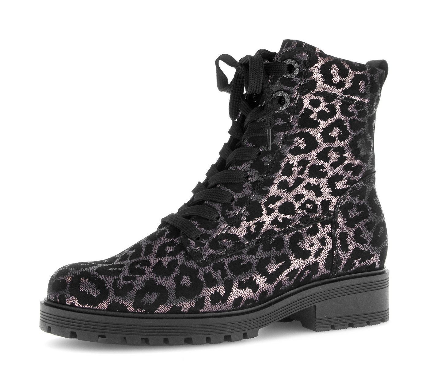 Gabor PISA Schnürstiefelette, Blocakabsatz, Schnürboots im Animal-Look, Komfortweite G
