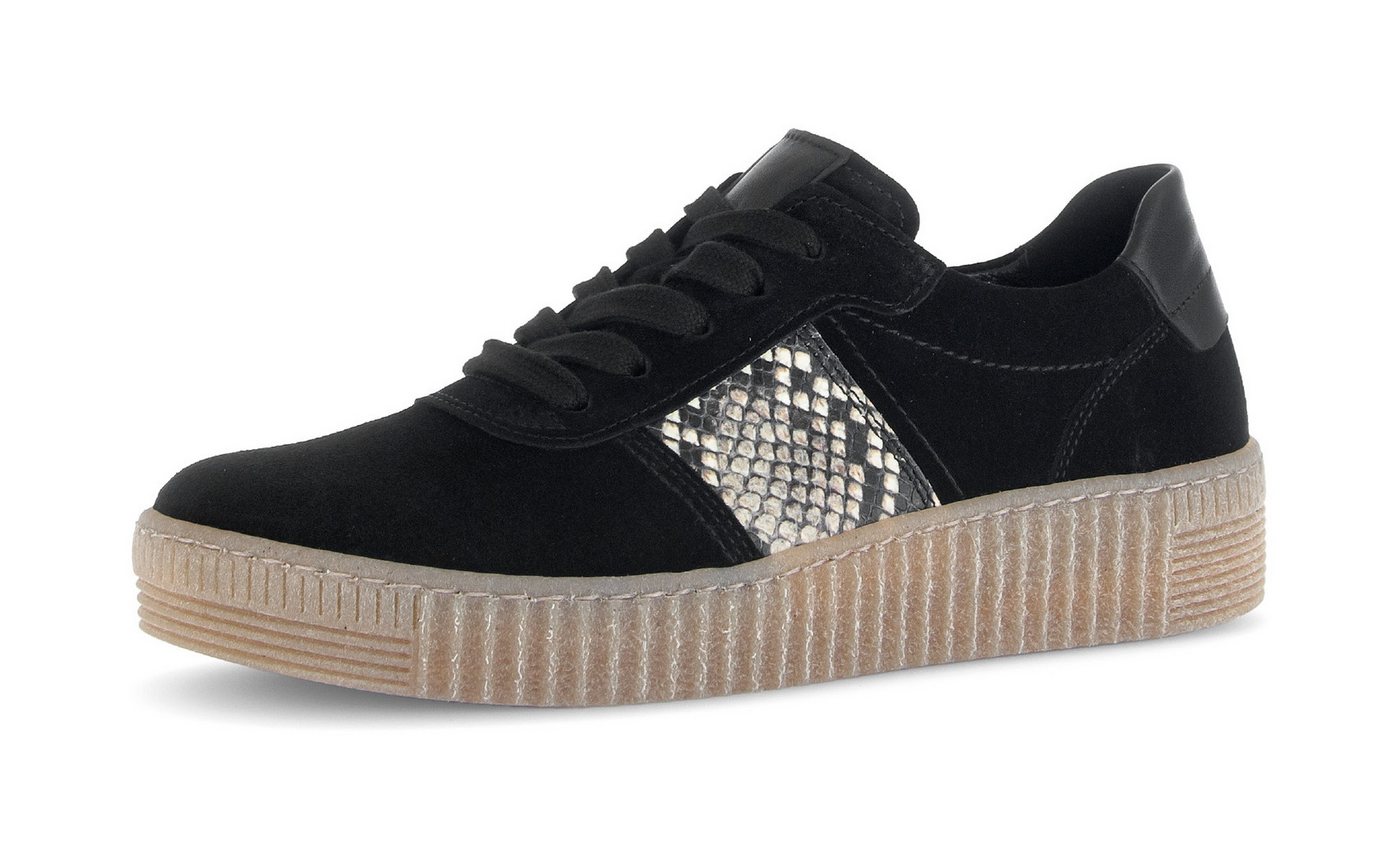Gabor Plateausneaker, Freizeitschuh, Halbschuh, Schnürer mit Plateausohle in Krepp-Optik