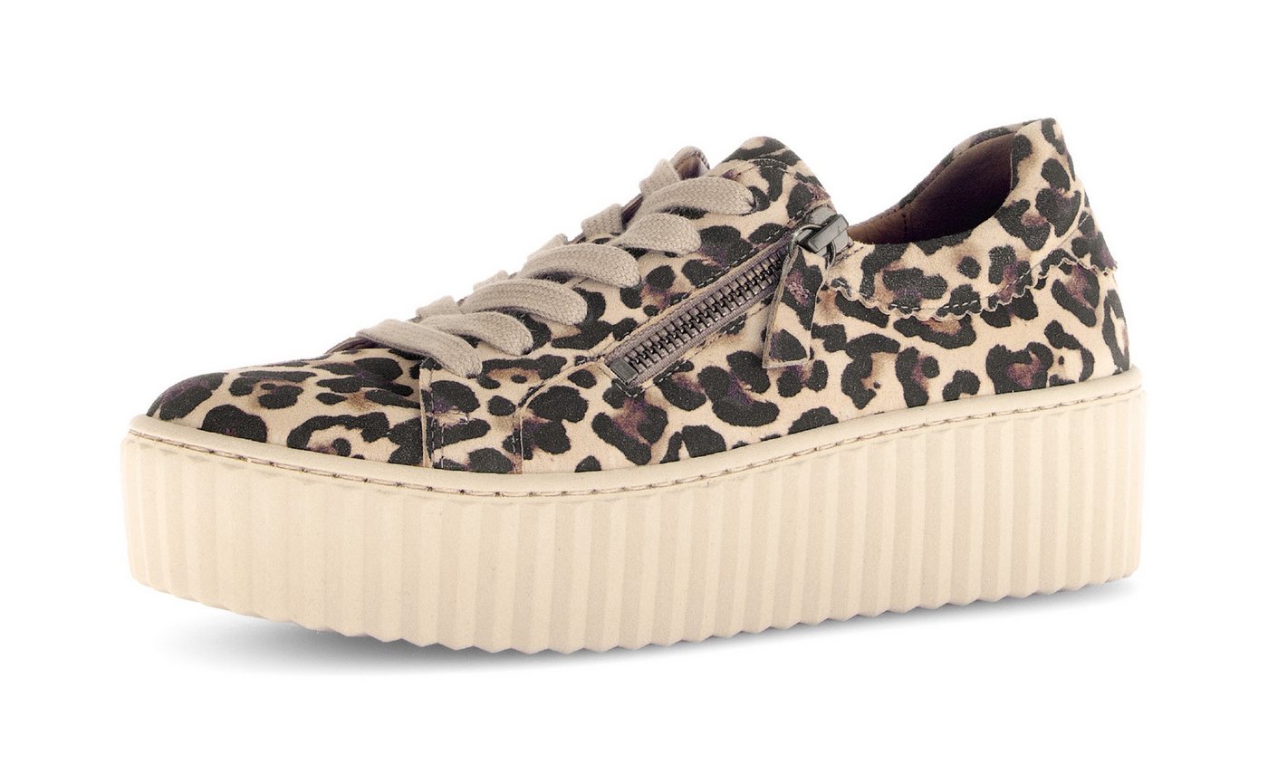 Gabor Plateausneaker, Freizeitschuh, Halbschuh, Schnürschuh im trendigen Leo-Look