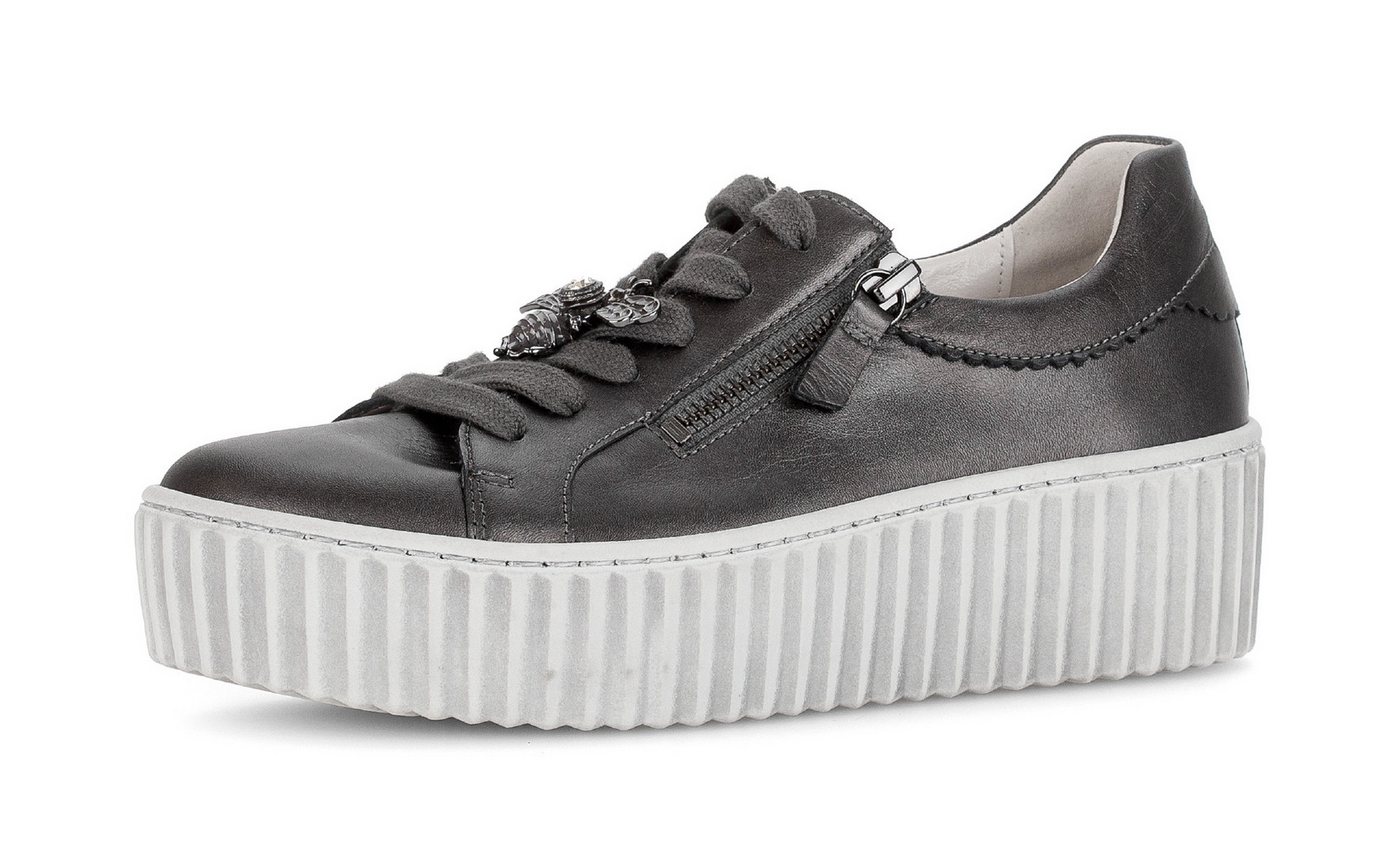 Gabor Plateausneaker, Freizeitschuh, Halbschuh, Schnürschuh mit Best Fitting-Ausstattung (silber)