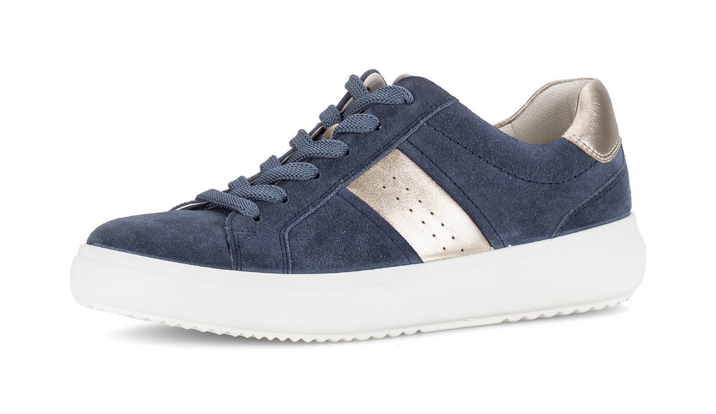 Gabor Plateausneaker, Freizeitschuh, Halbschuh, Schnürschuh mit weichem Schaftrand (blau/gold)