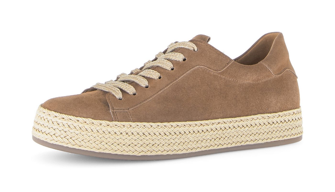 Gabor Plateausneaker, Freizeitschuh, Halbschuh, Schnürschuh mit Ziernähten (braun)