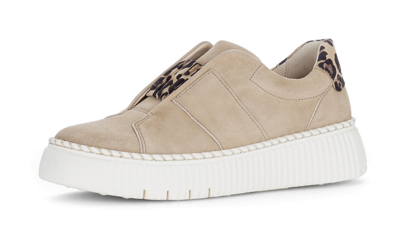 Gabor Plateausneaker, Freizeitschuh, Halbschuh, Slipper mit Gummizug-Band über dem Rist (beige)