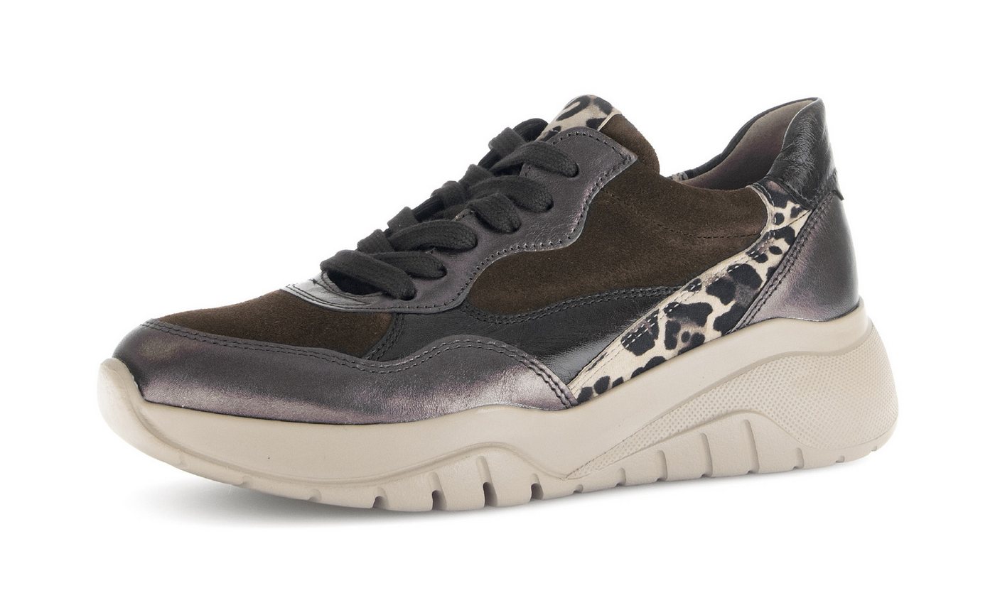 Gabor Plateausneaker, Schnürschuh, Halbschuh mit modischen Kontrastbesätzen (bronzefarben kombiniert)