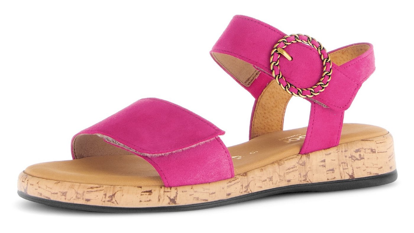 Gabor RHODOS Keilsandalette, Riemchensandale, Komfortschuh, Sommerschuh mit hübscher Zierschnalle (rosa)